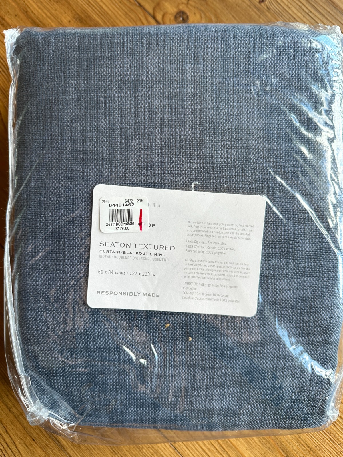Pottery Barn Seaton Textured 50 x 84 BLACKOUT Curtain MIDNIGHT NEW w/tags 3 in 1