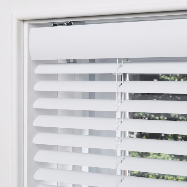 4X Project Source 1-in Slat Width 47-in x 48-in Cordless White Vinyl Mini-Blinds