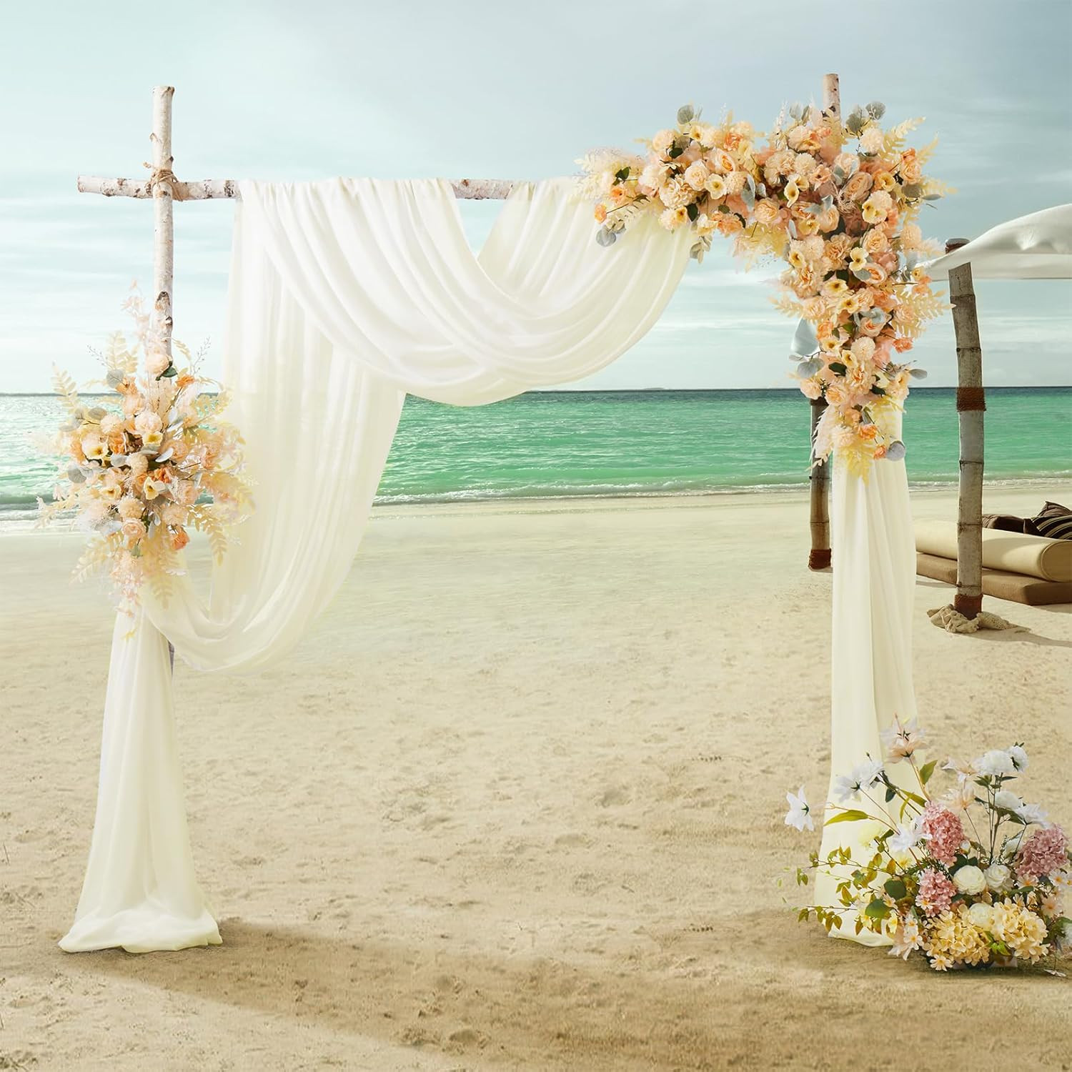 Chiffon Weeding Arch Draping Fabric Ivory Drapes for Backdrop(1 Panel – 28″ x 19