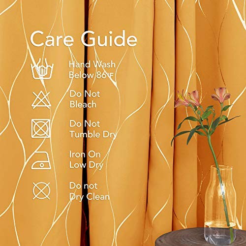 Print Blackout Curtains, Wave Pattern 42″W x 54″L (Pack of 2) Orange Flame