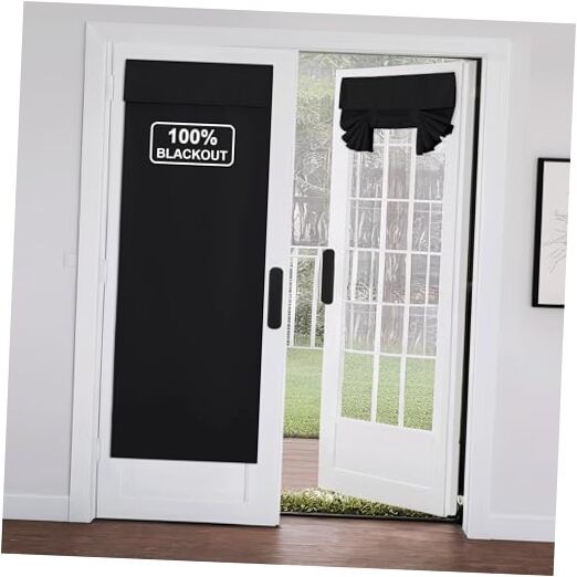 French Door Curtains for Window, 100%out Thermal 26″W x 72″L (Pack of 1) Black