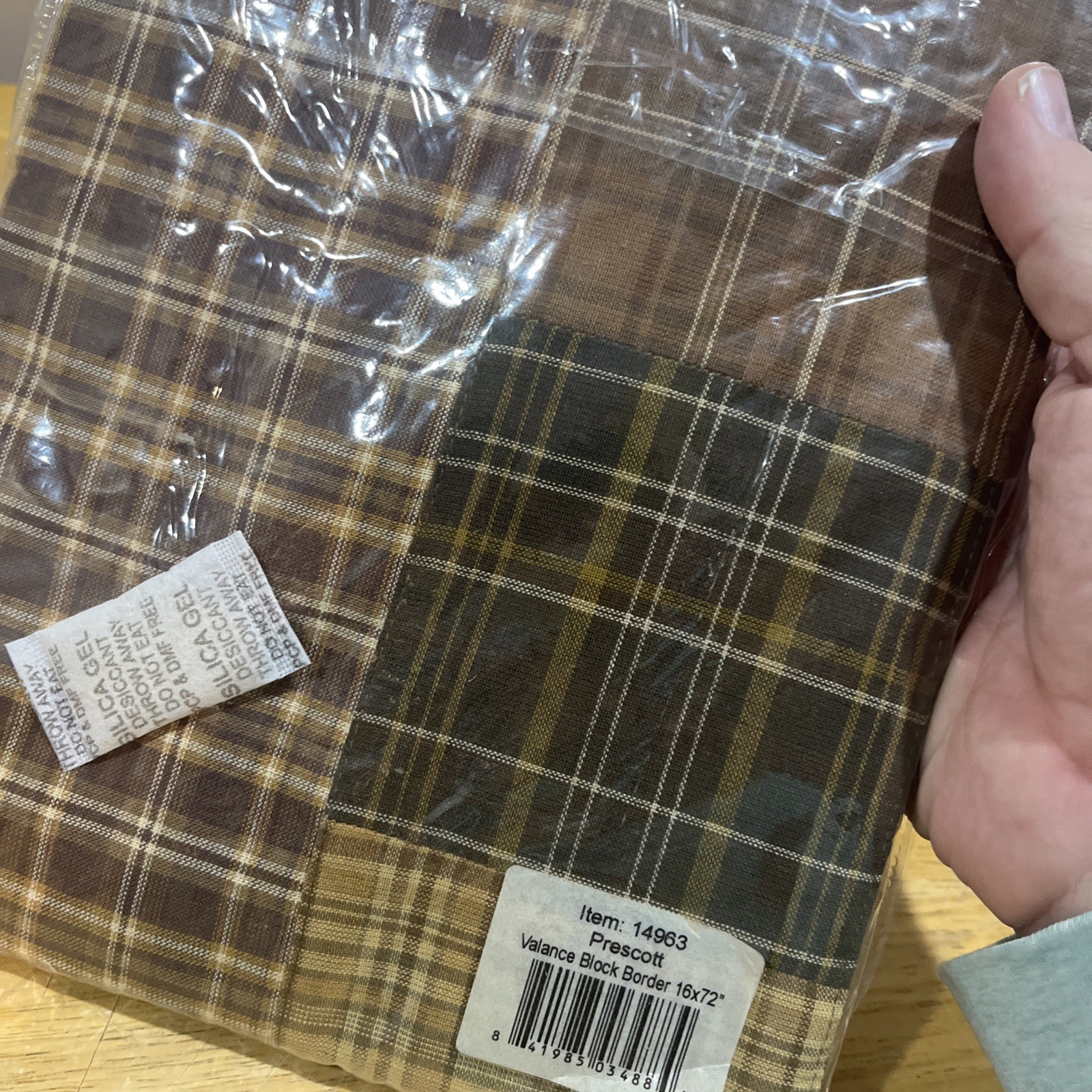 Prescott Patchwork Brown Check VALANCE 16×72 VHC BRANDS COUNTRY Rustic Log Cabin