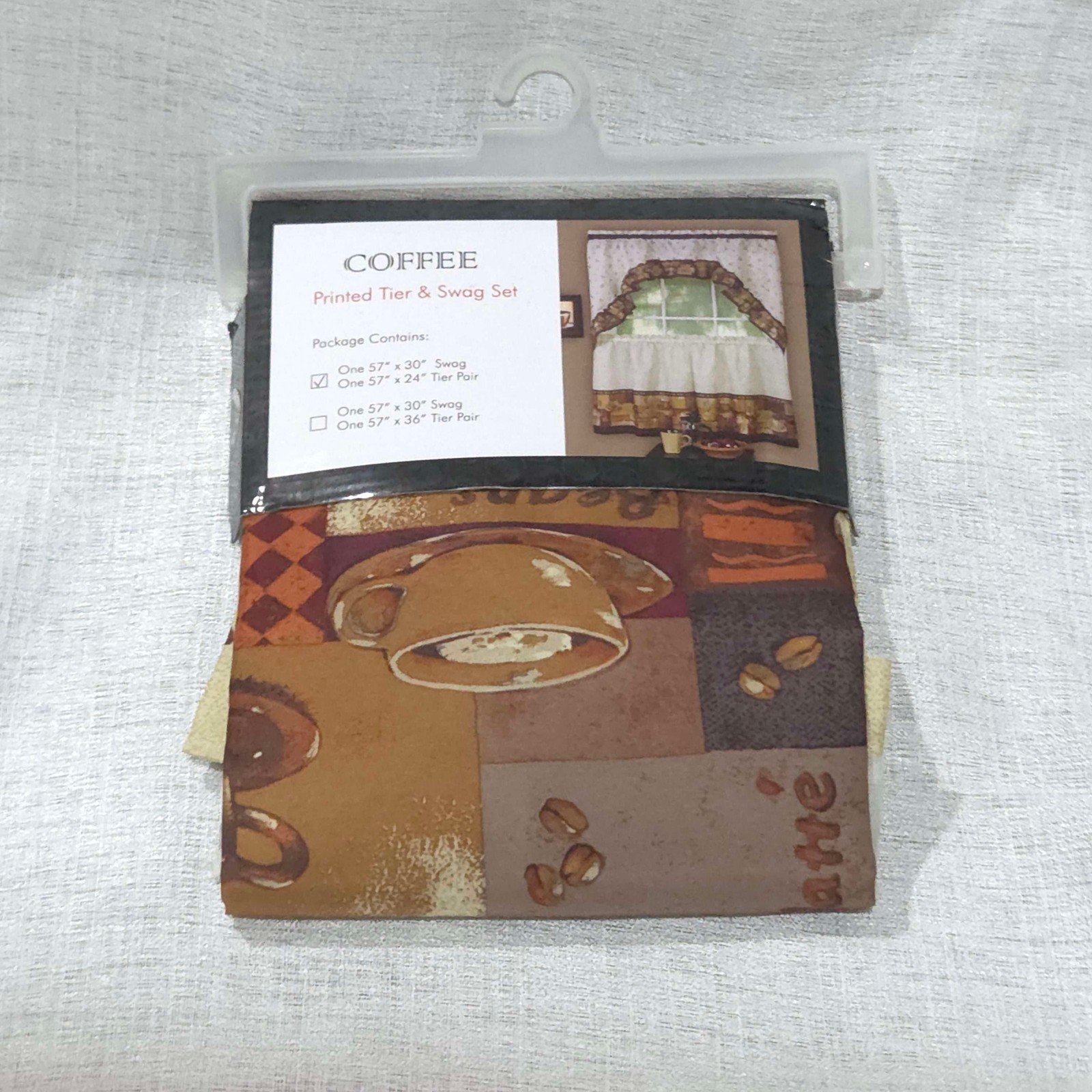ACHIM Coffee Window Curtain Set 57” W x 24” L | Brown | Rod Pocket | Kitchen