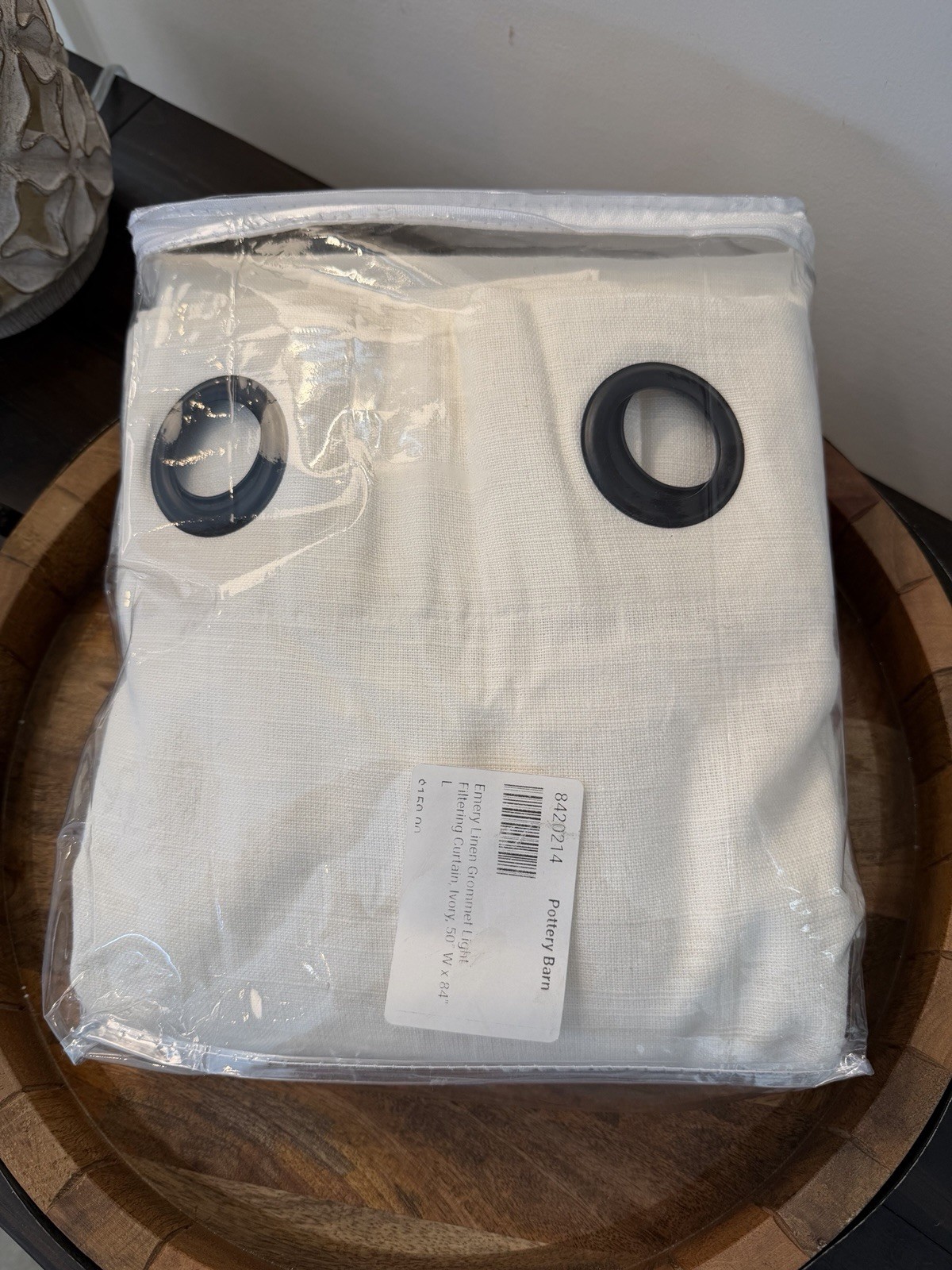 Pottery Barn Emery Linen Antique Bronze Grommet Curtain Panel, 50x 84 IVORY NEW