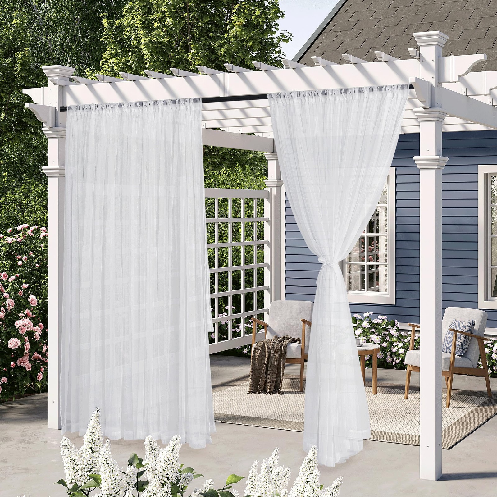 Sheer Curtains for Living Room, Mosquito & Voile Sheer Extra Long Waterproof …