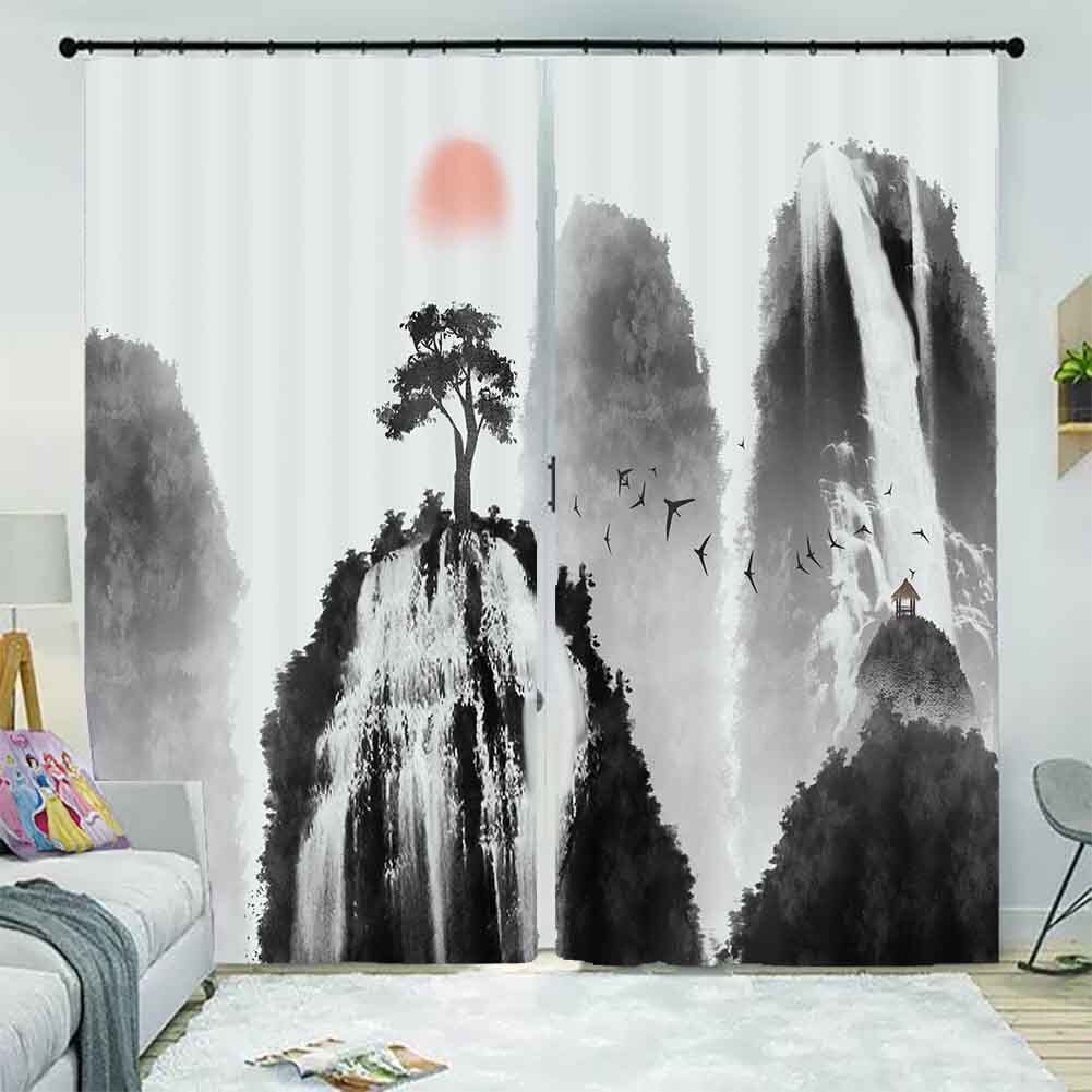 Clear Flowing Water 3D Blockout Photo Print Curtain Fabric Curtains Window