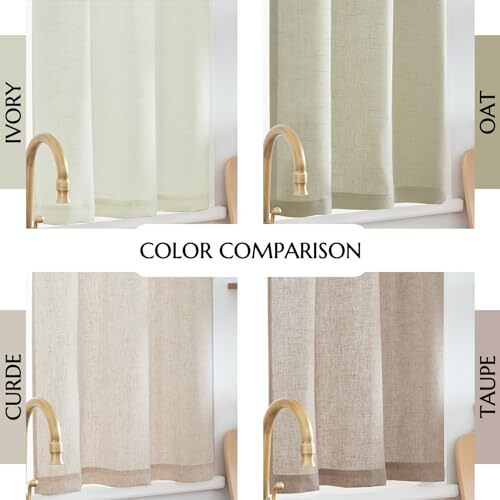 Kitchen Curtains Linen Tier Curtains 24 Inch Farmhouse Cafe W26 x L24 Beige