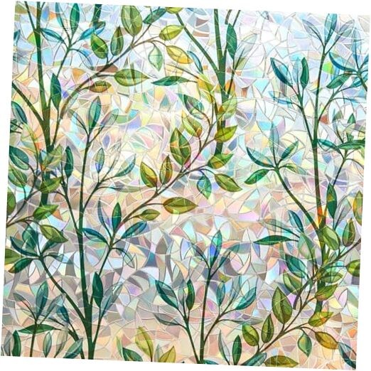 Window Privacy Film Window Film 3D No Glue Glass 17.5 Inch x 6.5 Feet Foliage