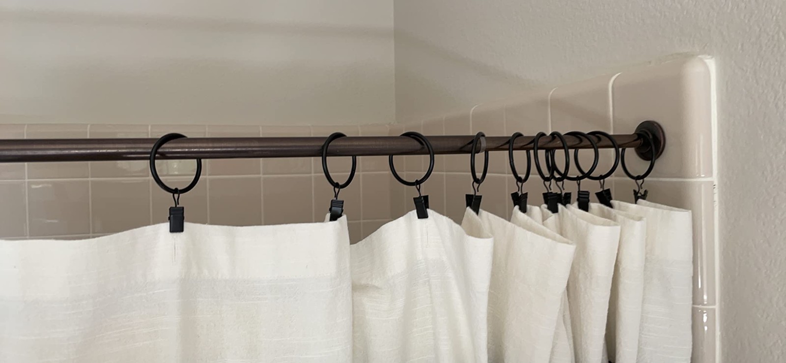 44 Pack 1.5 Inch Curtain Rings with Clips Hooks Stainless Steel Drapery Rings