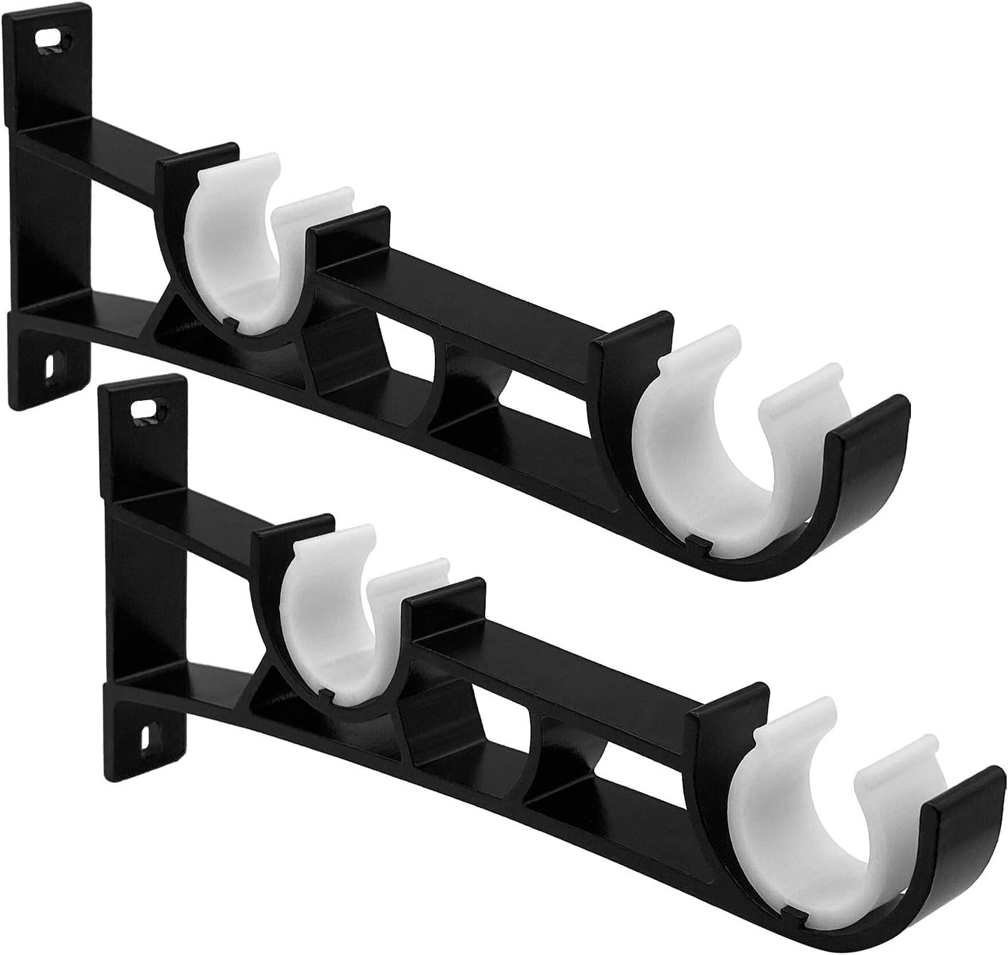 3 Pack Double Curtain Rod Brackets Heavy Duty Holders For 1 Inch Rod Black