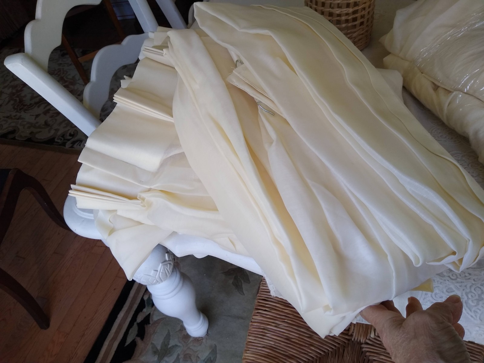 Pinch Pleated Sheer Curtains (2) 36×112″ Set Cream Ivory Panels