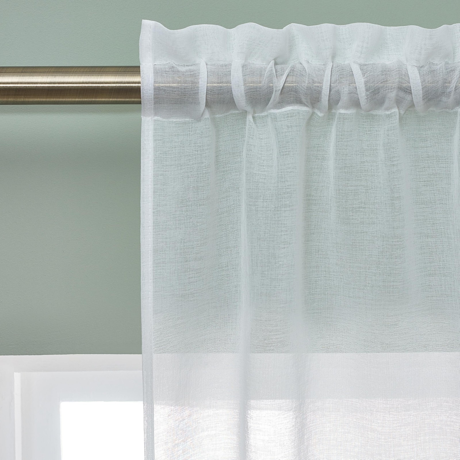 Countryside Floral Curtain with Slits, Voile, 140 x 137 cm, White