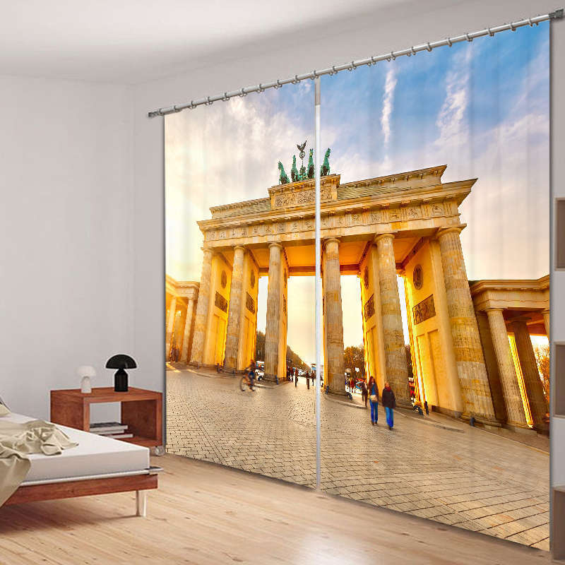 Berlin Attractions Germany 3D Blockout Photo Printing Curtain Drap Fabric Window