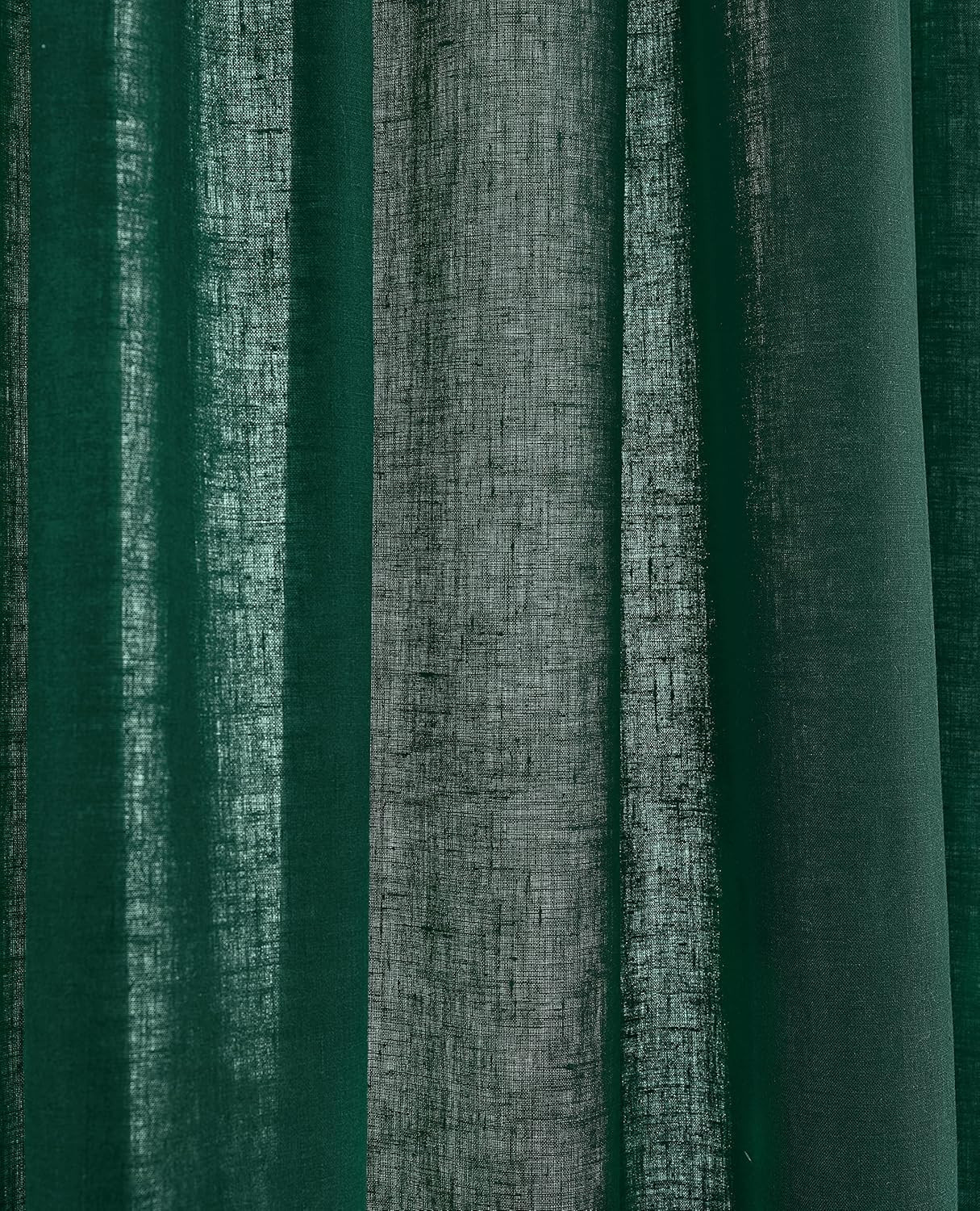 European Flax Linen Curtain Rainforest Green, 52 X 108 Inch Light Filtering Rod