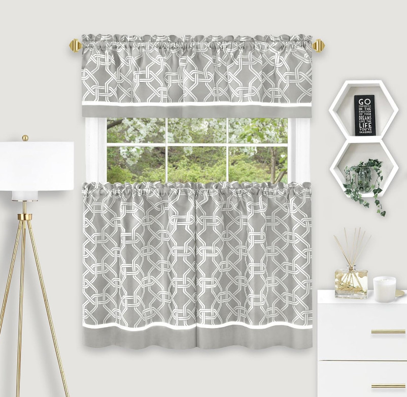 ACHIM Arlington Tier & Valance Curtain Set 58×24 in Grey