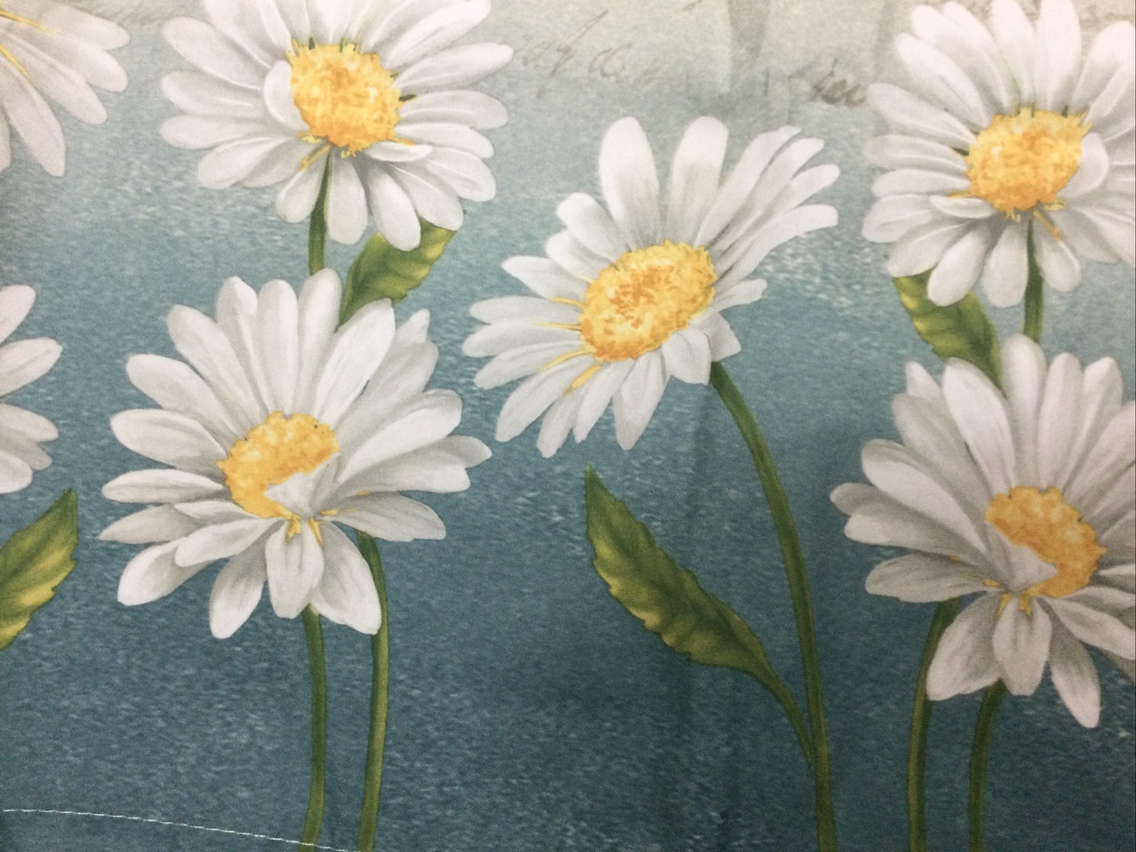 VALANCE DAISIES TEAL TAN YELLOW WHITE FLOWERS 100% POLYESTER 14″ X 57 COUNTRY