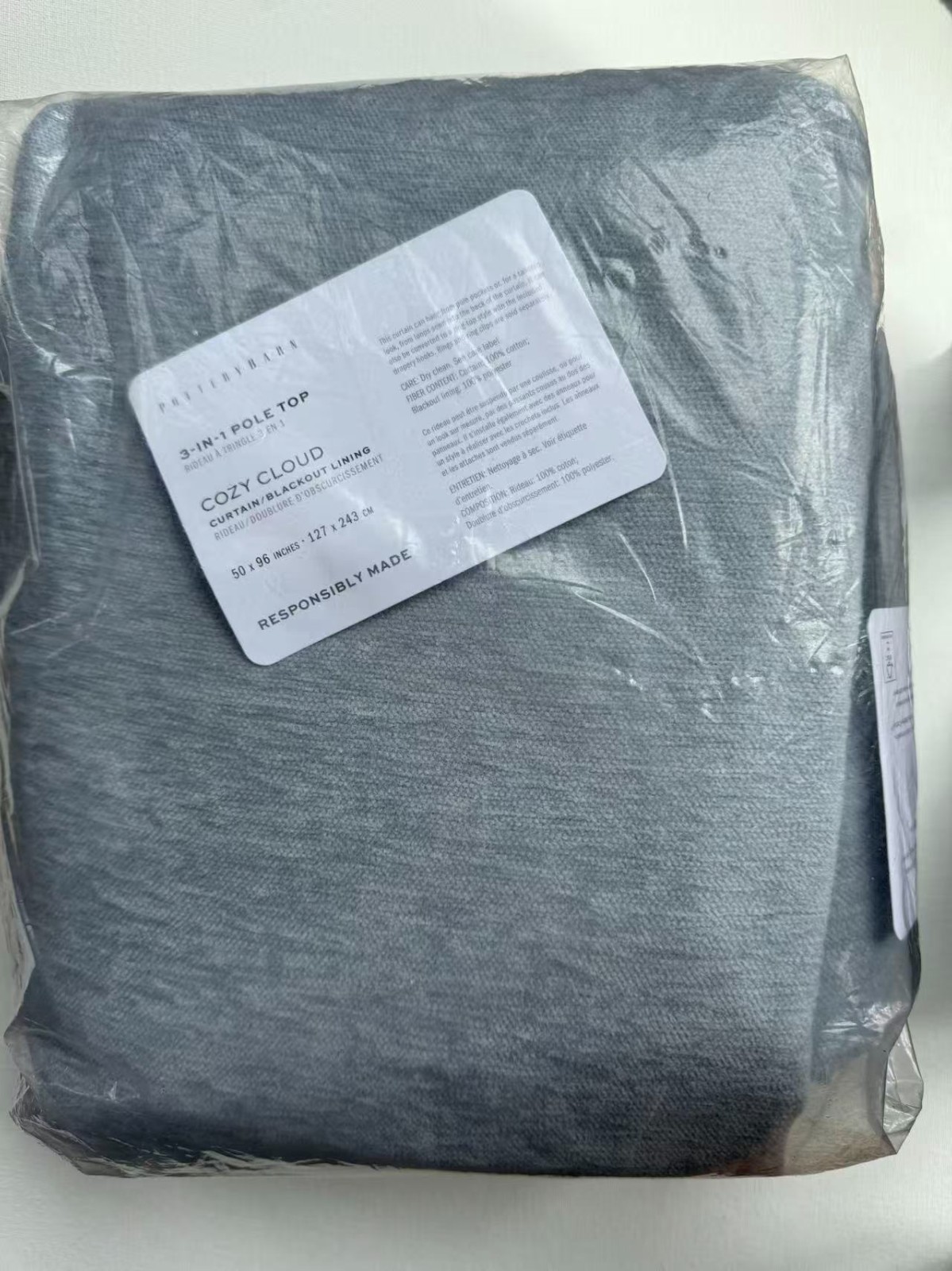 NWT Pottery Barn Cozy Cloud Blackout Curtain Chambray Blue 50×95
