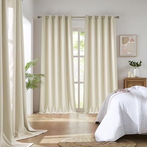 Cream Beige Curtains 108 Inch Length 60″W x 108″L (Pack of 2) Buttercream