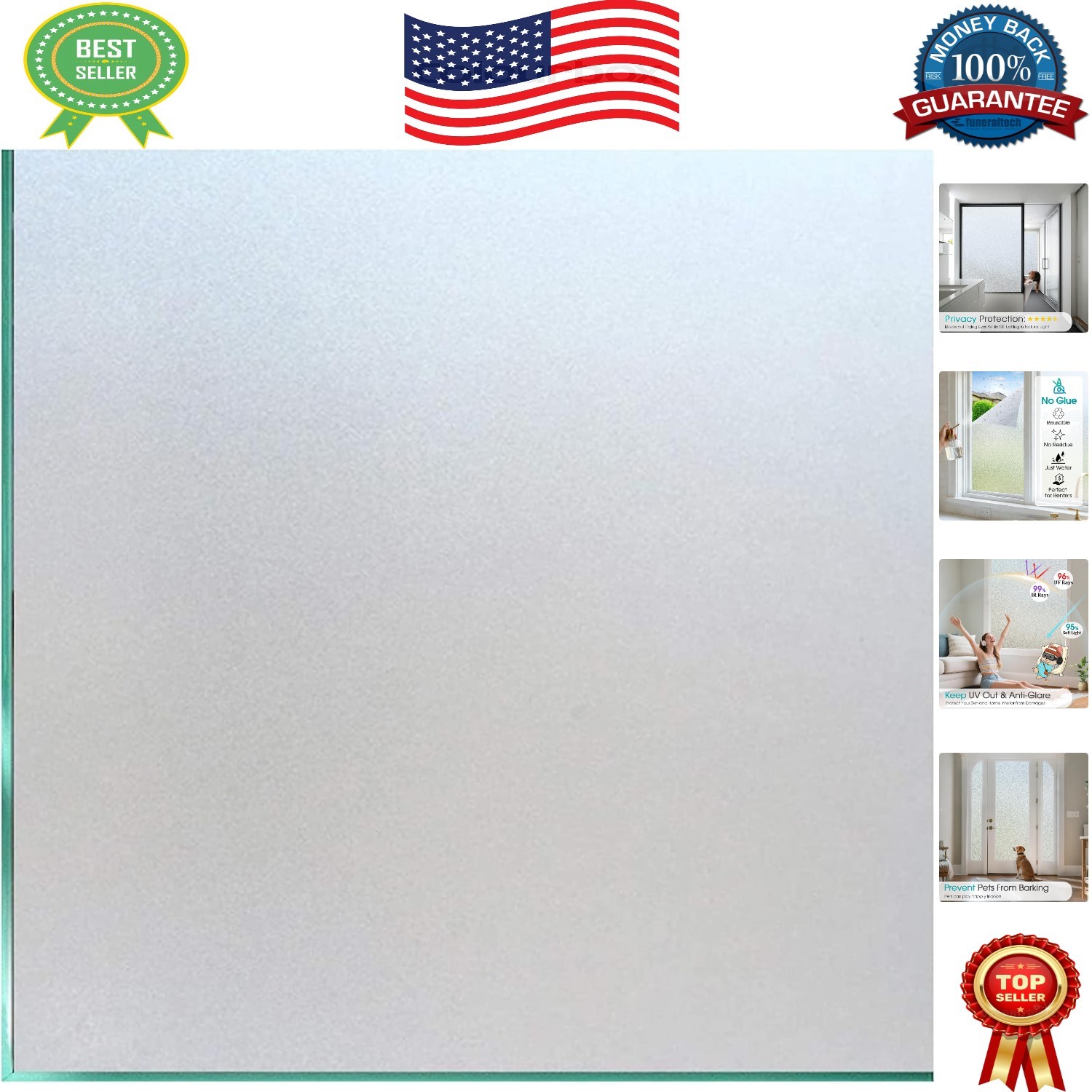 Elegant Frosted Window Film, 35.4″ x 78.7″, Anti-Glare & Heat Blocking Solution