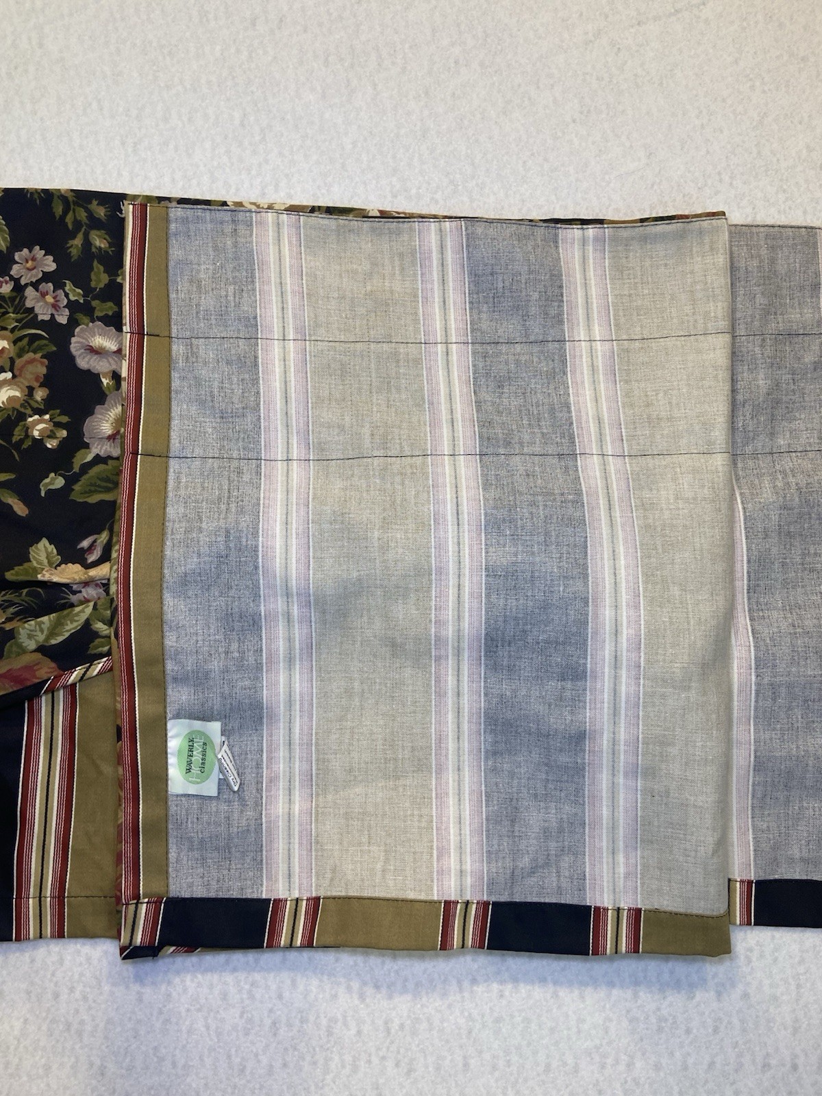 EUC Lot of 4 Waverly Valance Black Floral Stripe Traditional Elegant 74.5 x 16