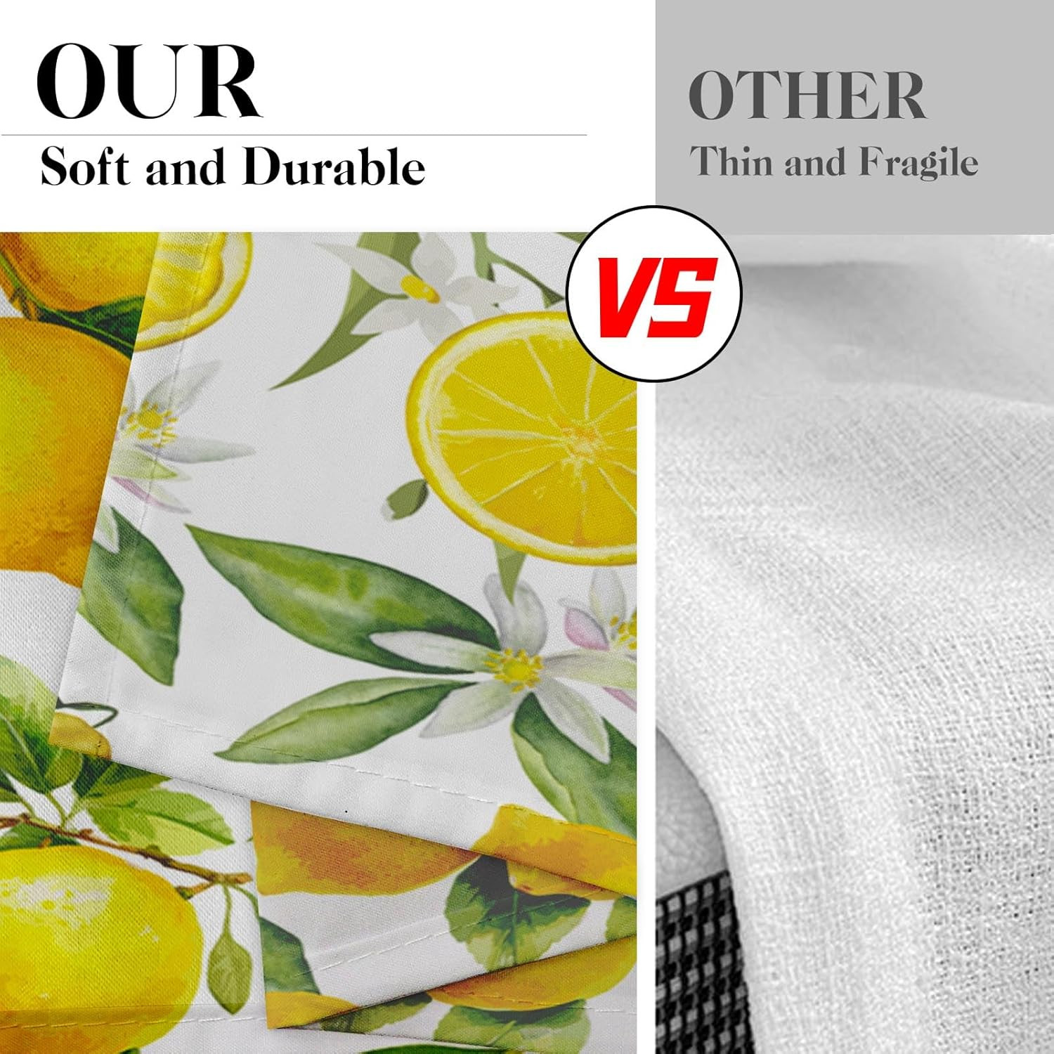 Lemon Fruits Kitchen Curtains Flower Leaves Window Curtains Valance and Tier Set