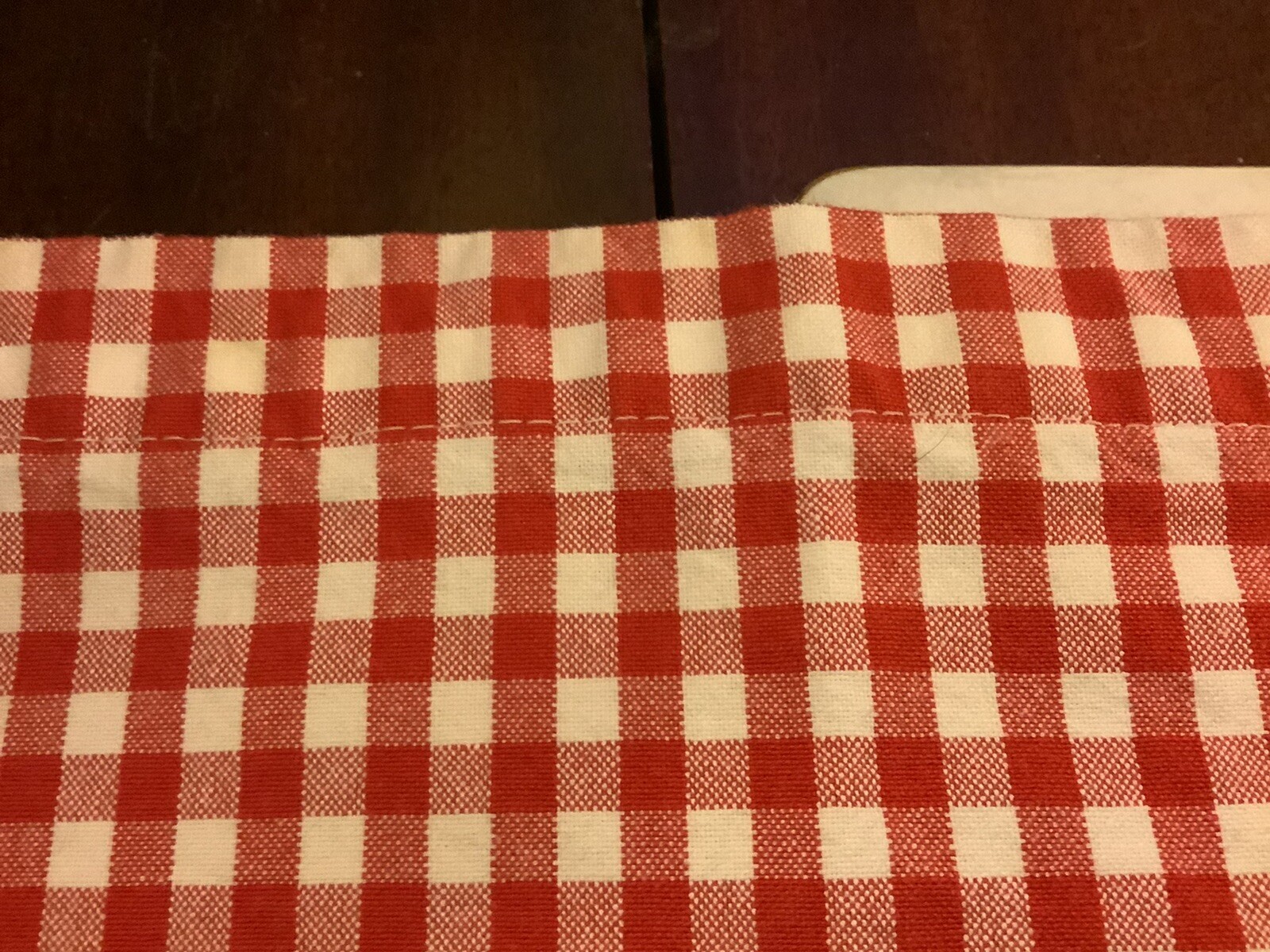(2)~Red & White Gingham Checked~Valances~FREE SHIPPING~w/Trim~58”W X 12.5”H”~
