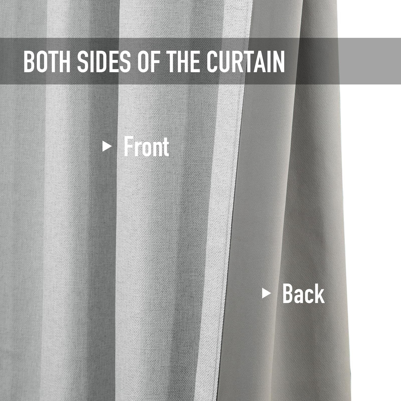 100% Blackout Shield Curtains, Grey, 2 Panels, 50»W x 108»L, Linen Textured…