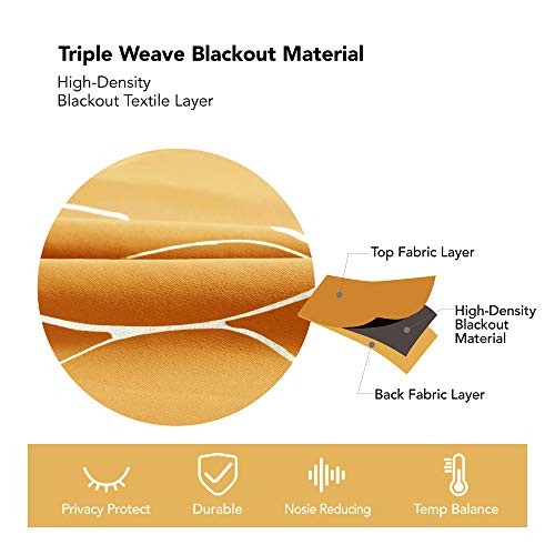 Print Blackout Curtains, Wave Pattern 42″W x 54″L (Pack of 2) Orange Flame