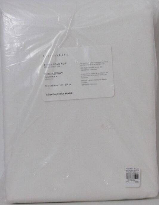 Pottery Barn Broadway Unlined Curtains-Set of 2, 50″ x 108″ Ivory NWT