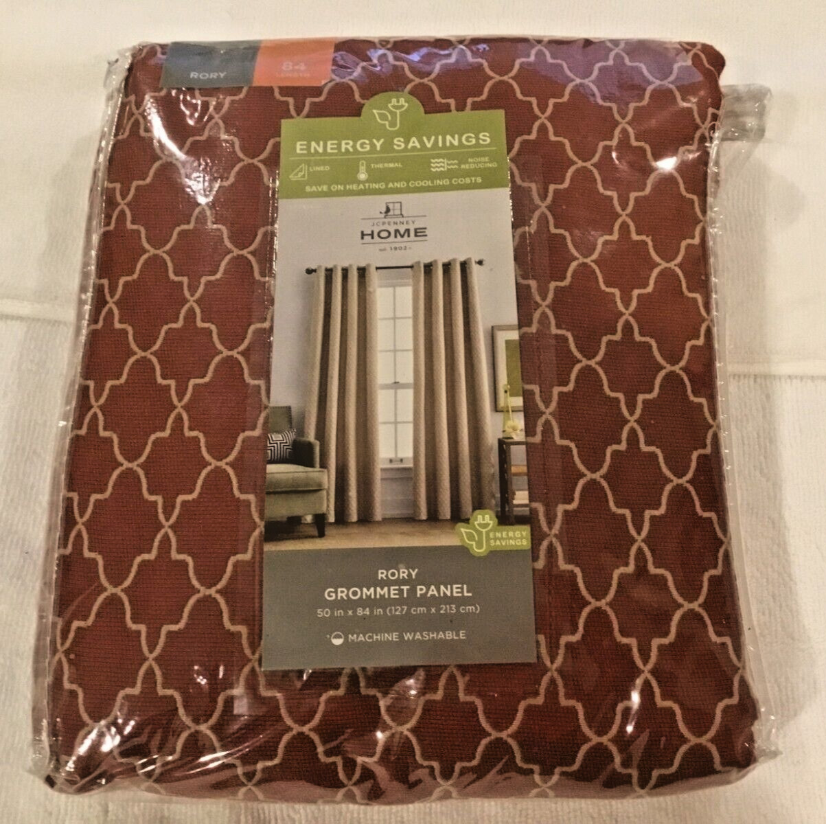 NewJC Penney Rory Grommet Curtain Panel 50″ x 84″ Redwood Lined A1