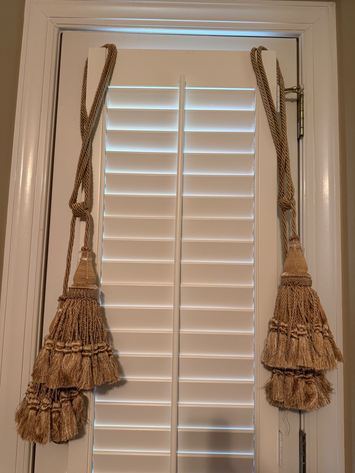 LOT of 2 36″ long Taupe/Cream Tassel Fringe Curtain Tie Backs