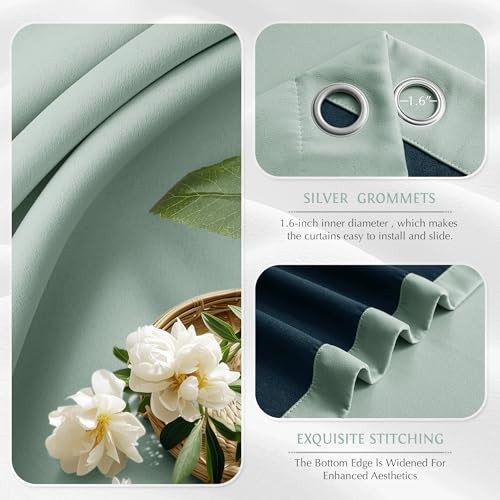 100% Blackout Curtains 84 Inch Long 2 52″W x 84″L (Pack of 2) Seafoam Green