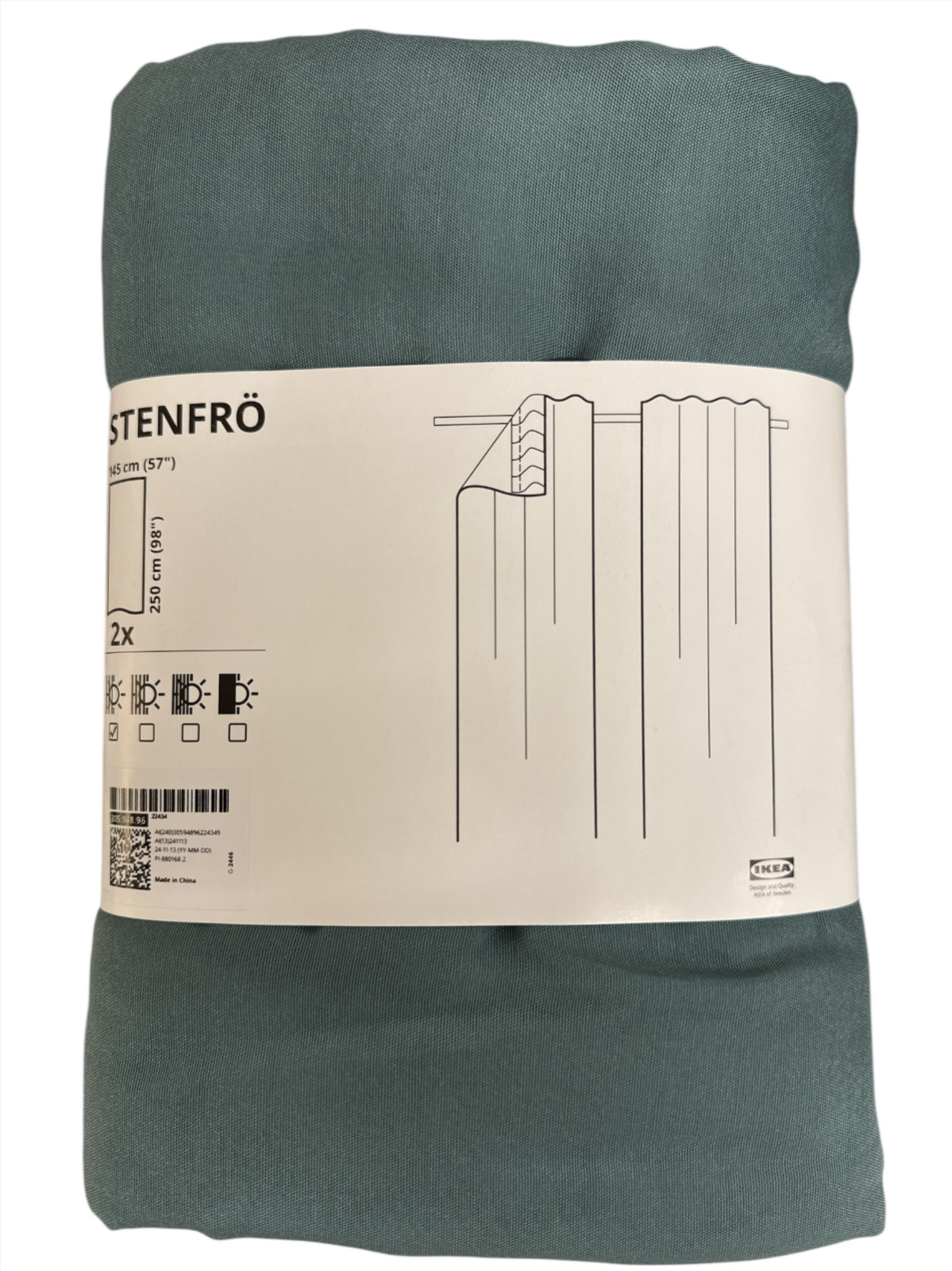 New IKEA STENFRO Turquoise Sheer Fabric Curtains 145×250 cm (57×98 «) 305.948.96