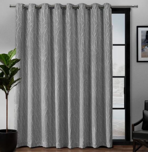Forest Hill Patio Woven Blackout Grommet Top Curtain Panel Ash 108″W x 84″L