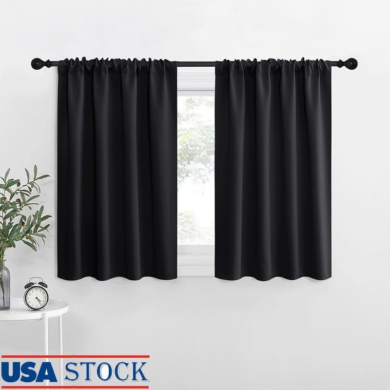 Blackout Curtain Panels 42×36 Heavy Duty Rod Pocket Room Darkening Drapes New