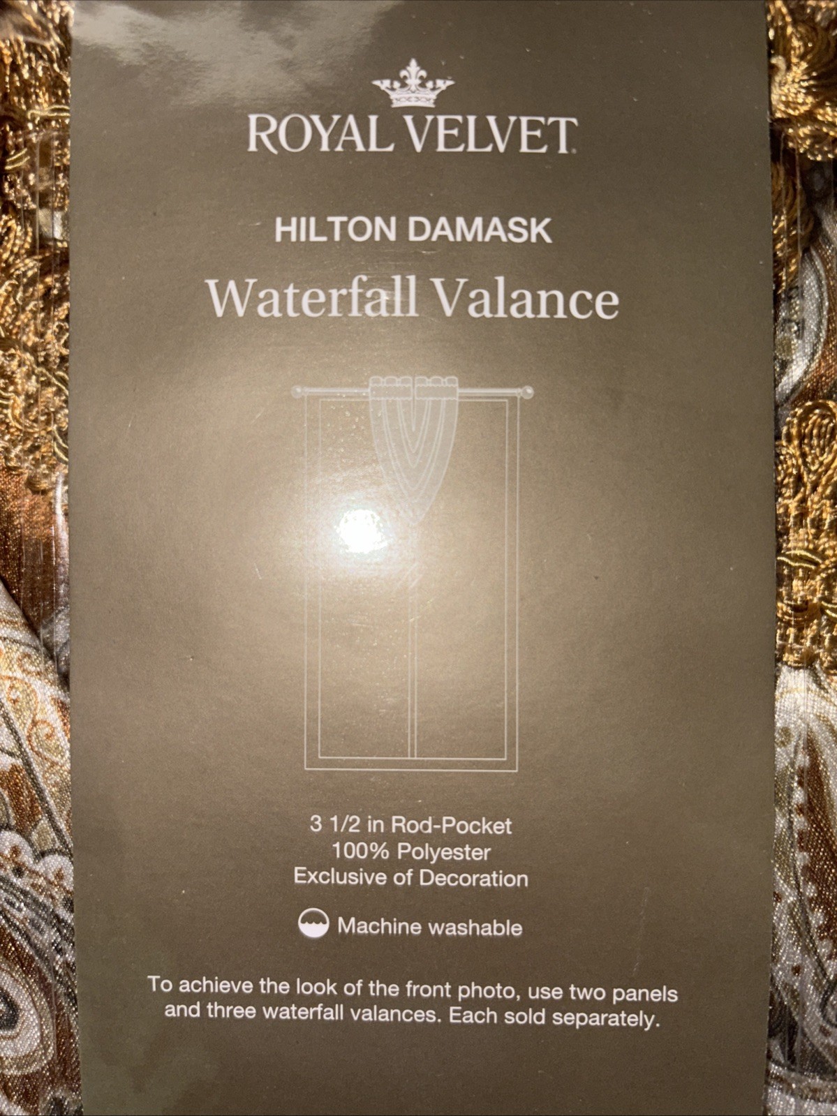 JCP Royal Velvet Hilton Waterfall Valance, TOPAZ, Rod Pocket 58″x 38″ NWT (x2)
