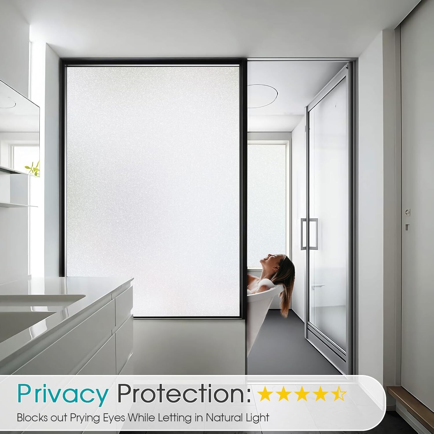 Window Privacy Film Vinyl 35.4×78.7 Inch Static Cling UV Blocking Decorative …