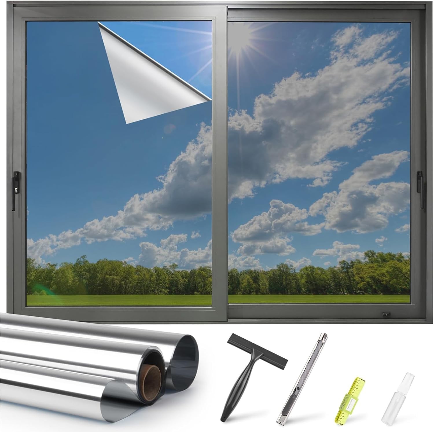 One Way Mirror Window Film Heat UV Reflective Privacy Tint Foil for Home Office