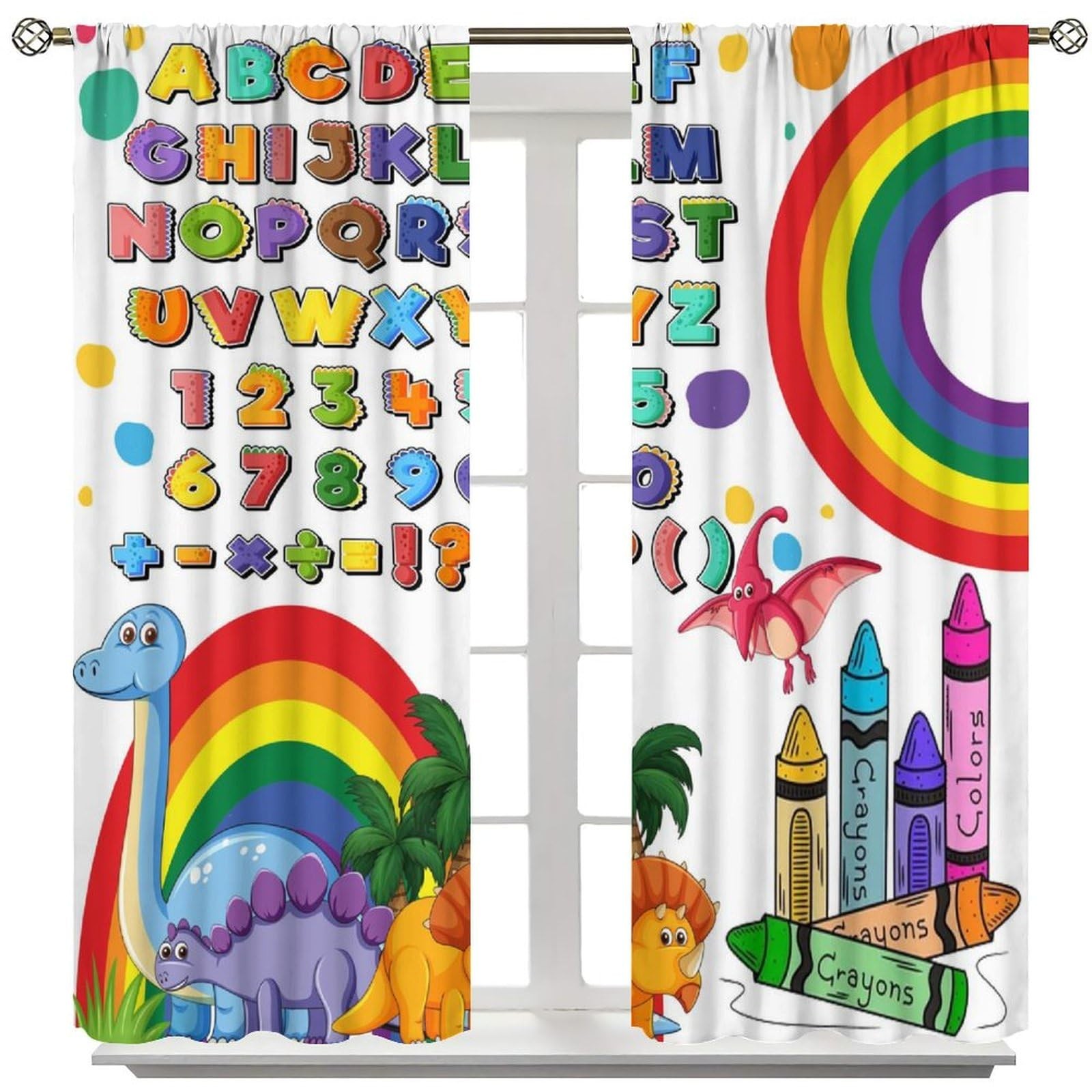 ABC Alphabet Curtains Colorful Cartoon Children Dinosaur Theme ABC Fun Learni…