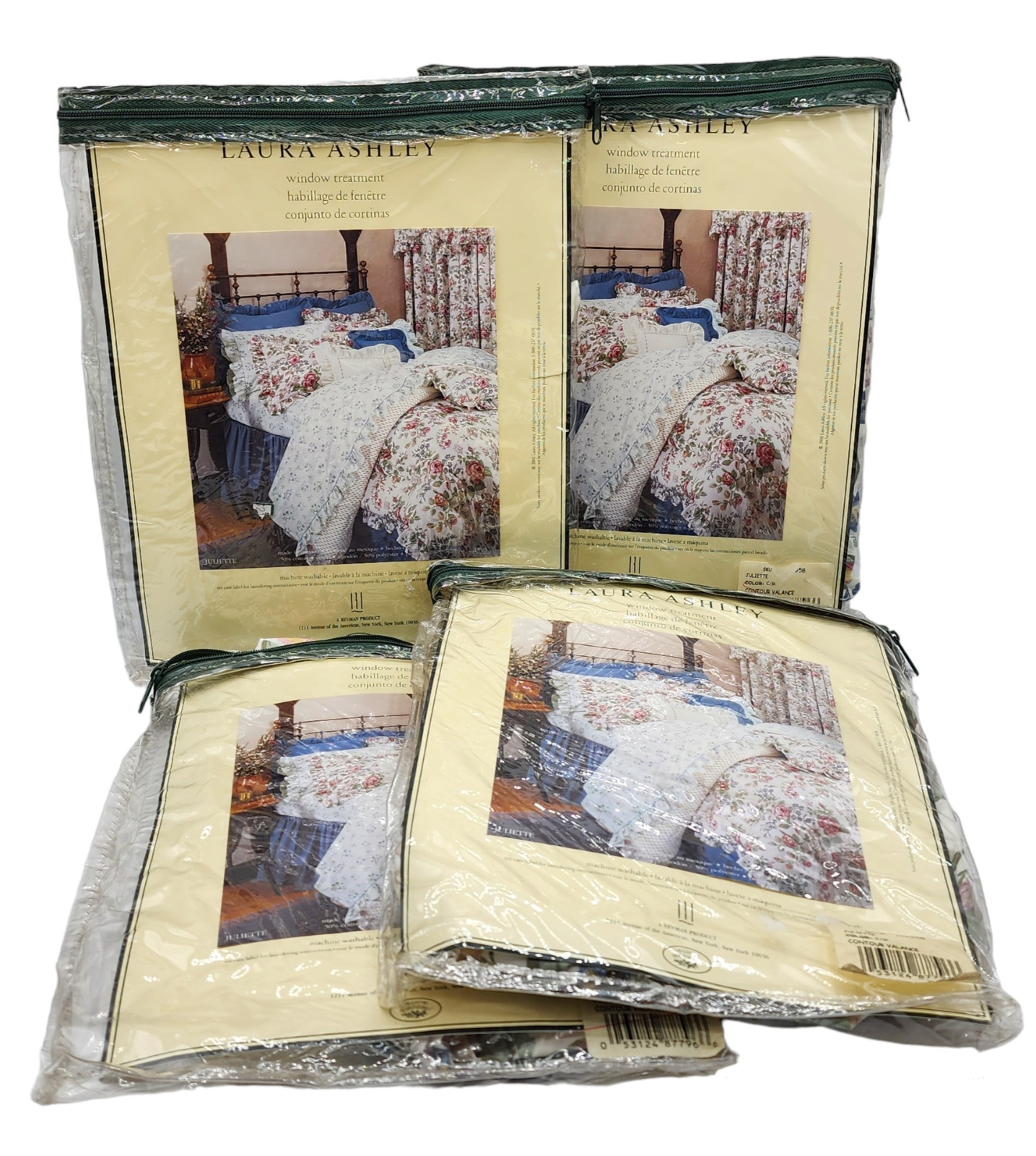 4 NOS Laura Ashley Juliette Floral Window Treatment Contour Valance 86″ by 21″