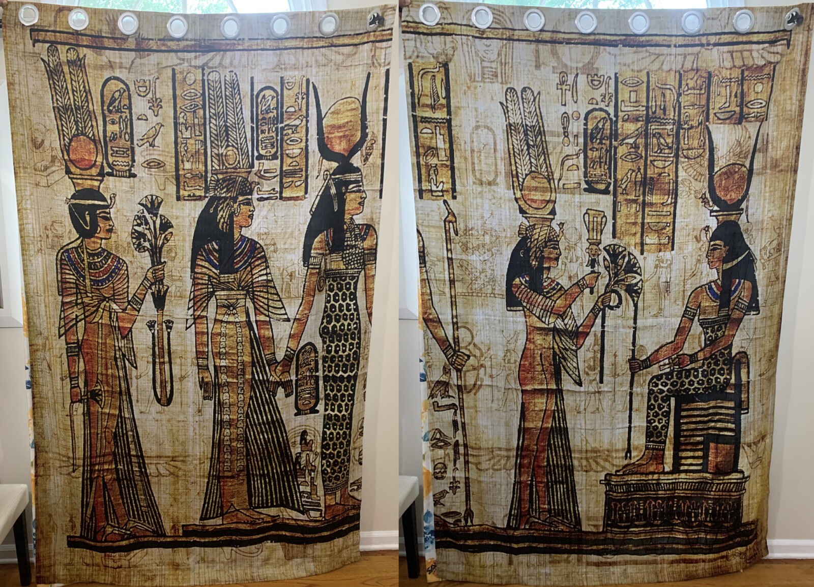 DORCEV Ancient Egypt Pharaoh Queen Room Darkening Window Curtains 52×84″,2 Panel