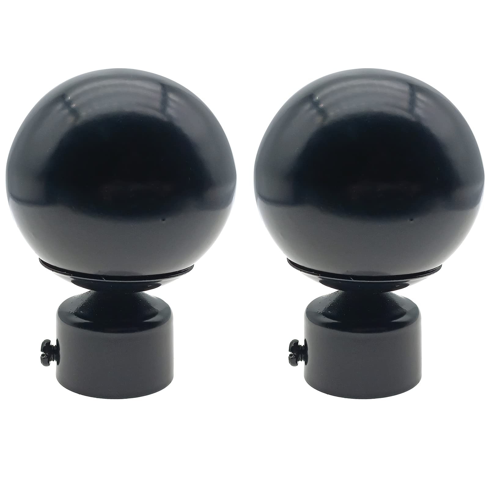4Pcs Black Metal Window Curtain Rod Caps with Adjustable Screw for 20-22mm Rods