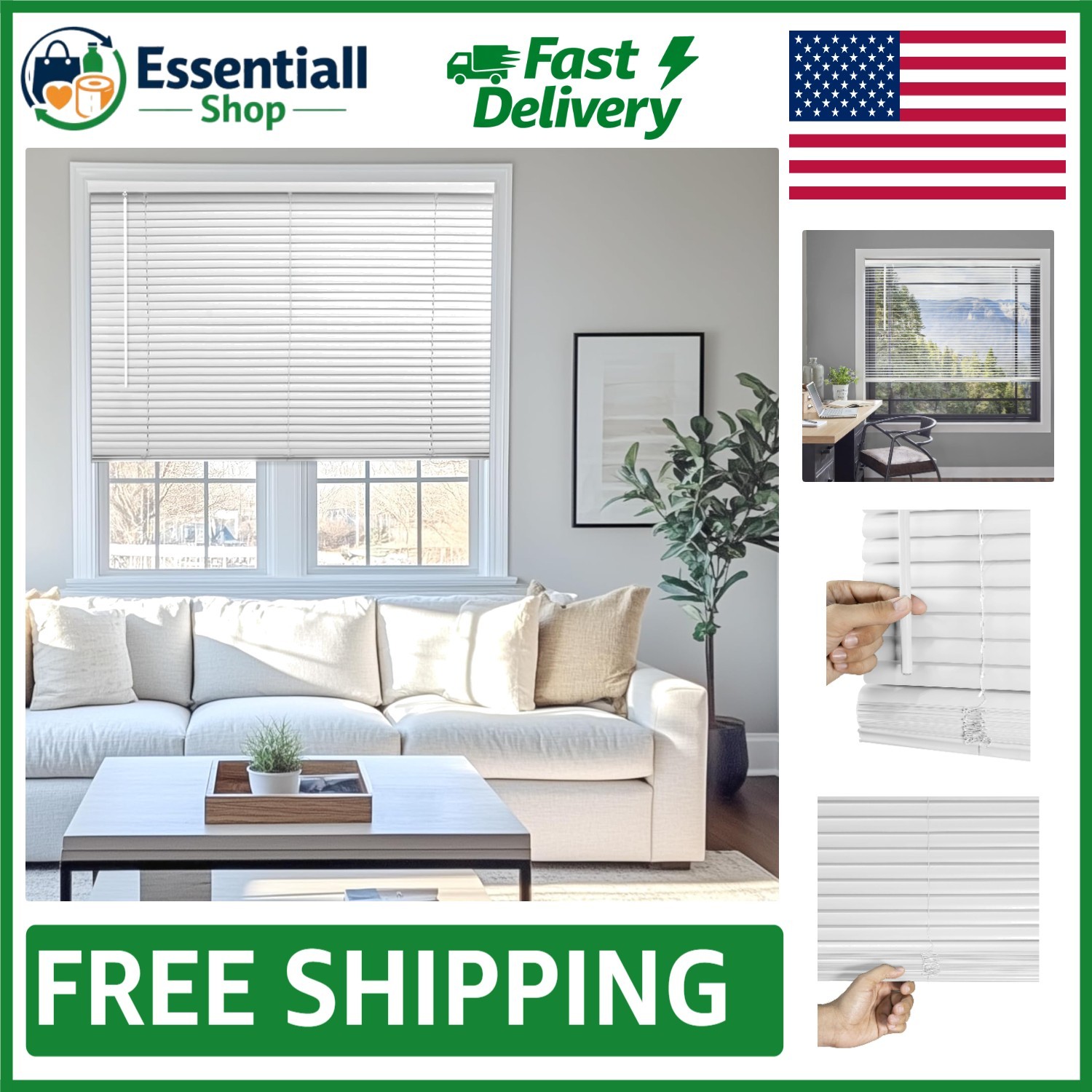 Sleek Blackout Cordless Vinyl Blinds 12″ x 72″ for Total Privacy & Light Control