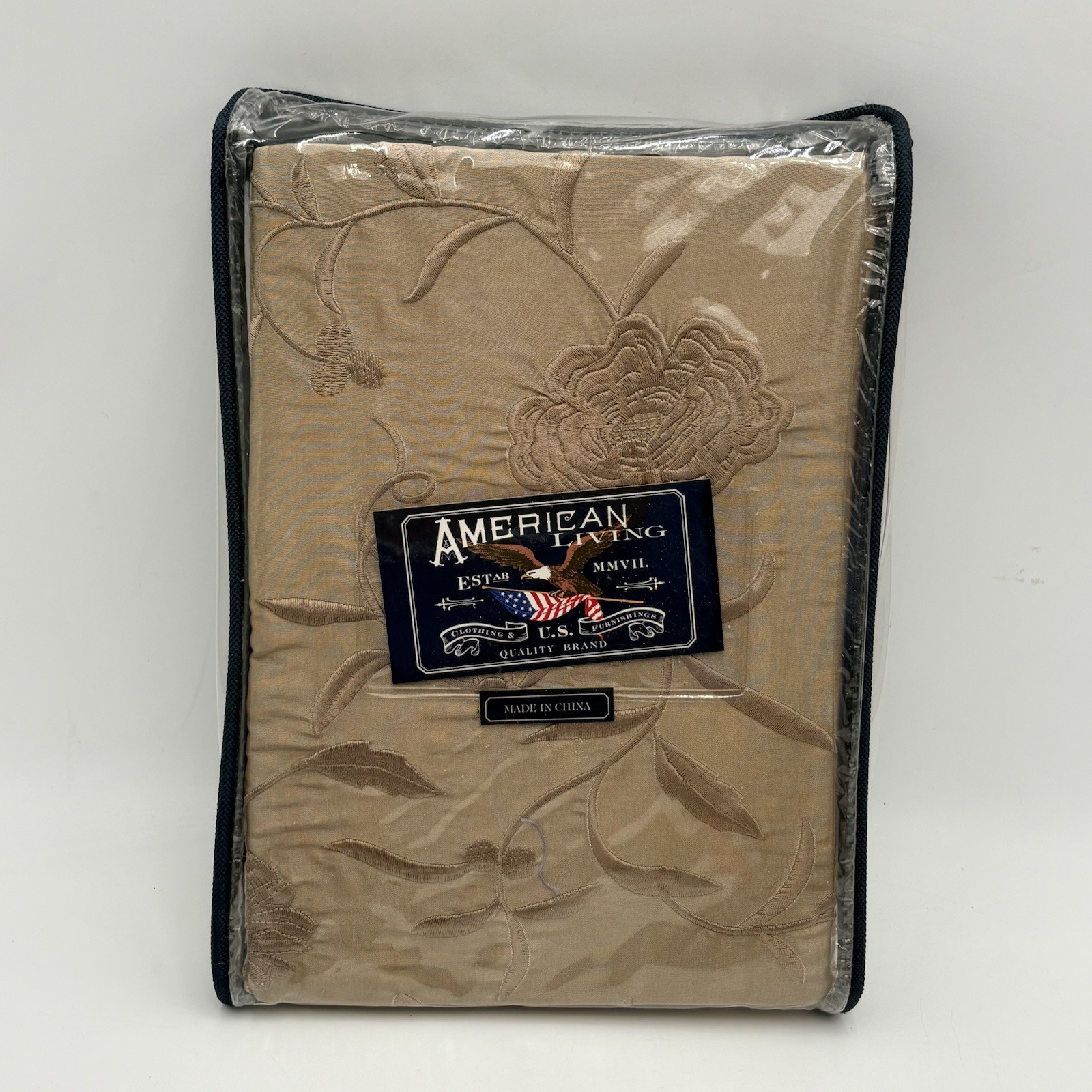 American Living Duchess Embroidery Kingston Window Valance 112×16 Oyster Tan