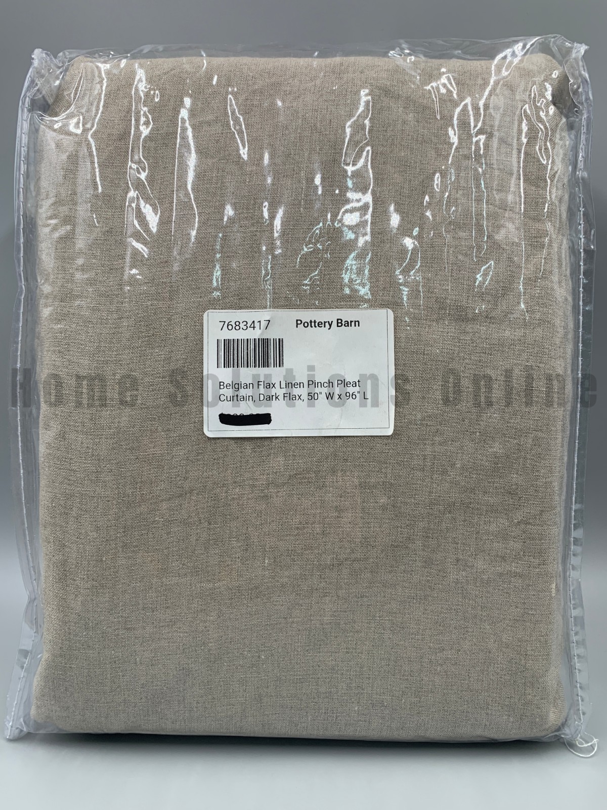 Pottery Barn Belgian Linen Pinch Pleat Cotton Lined Curtain Dark Flax 96″ #B1017