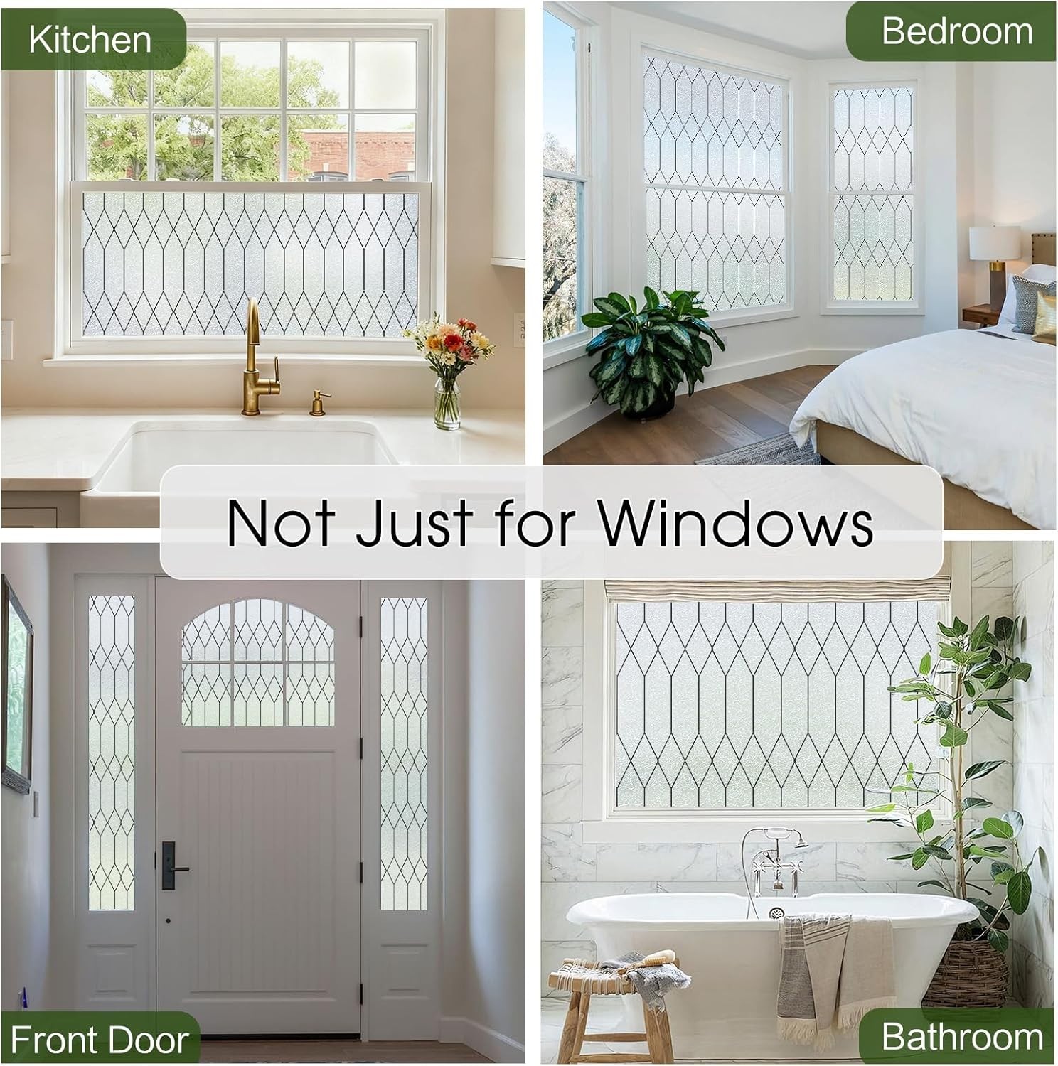 Stained Glass Window Privacy Film Frosted Static Cling UV Block 17.5×78.8