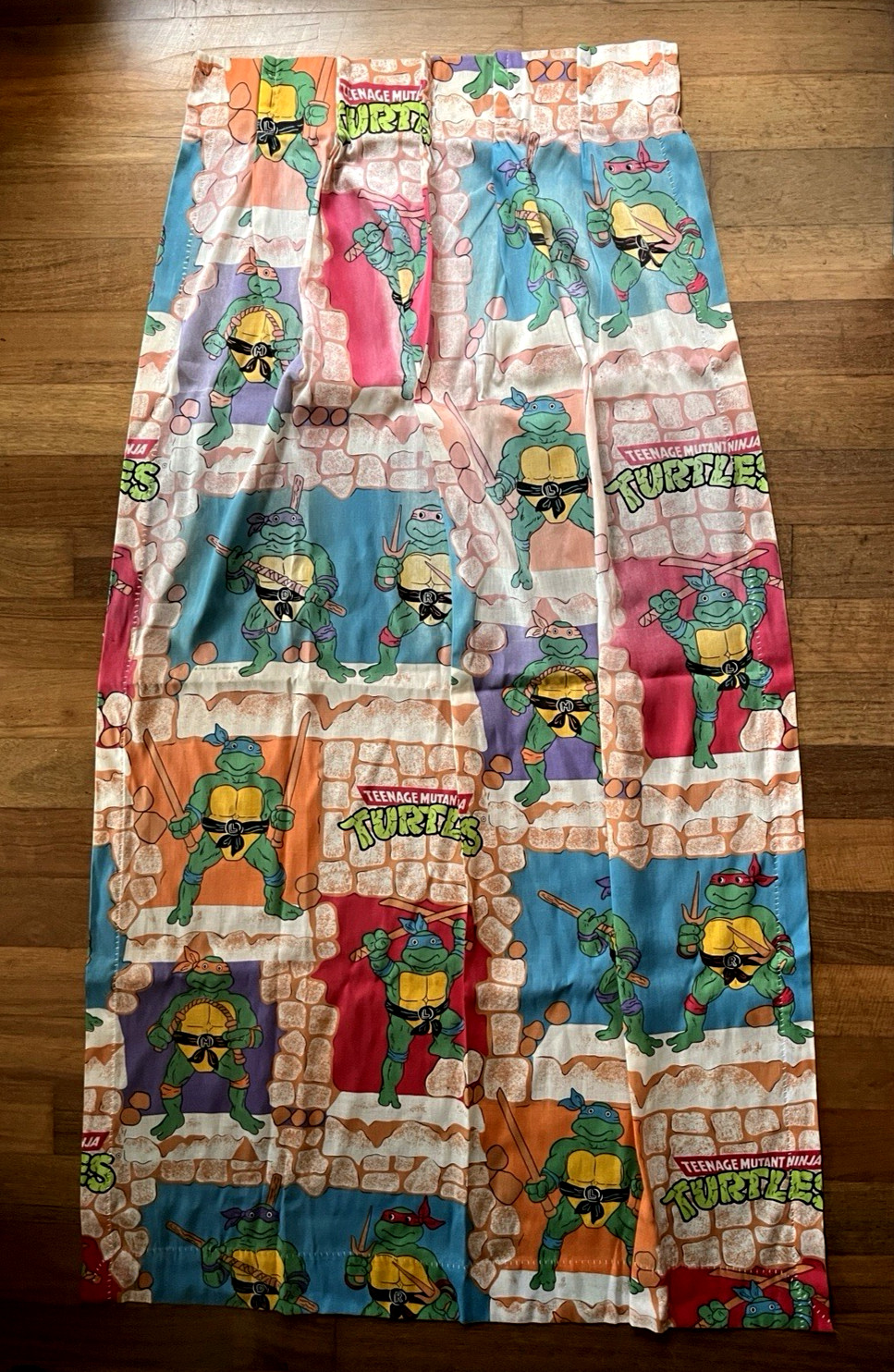 TEENAGE MUTANT NINJA TURTLES 4 X curtains Sears Perma Prest 1988 TMNT RARE