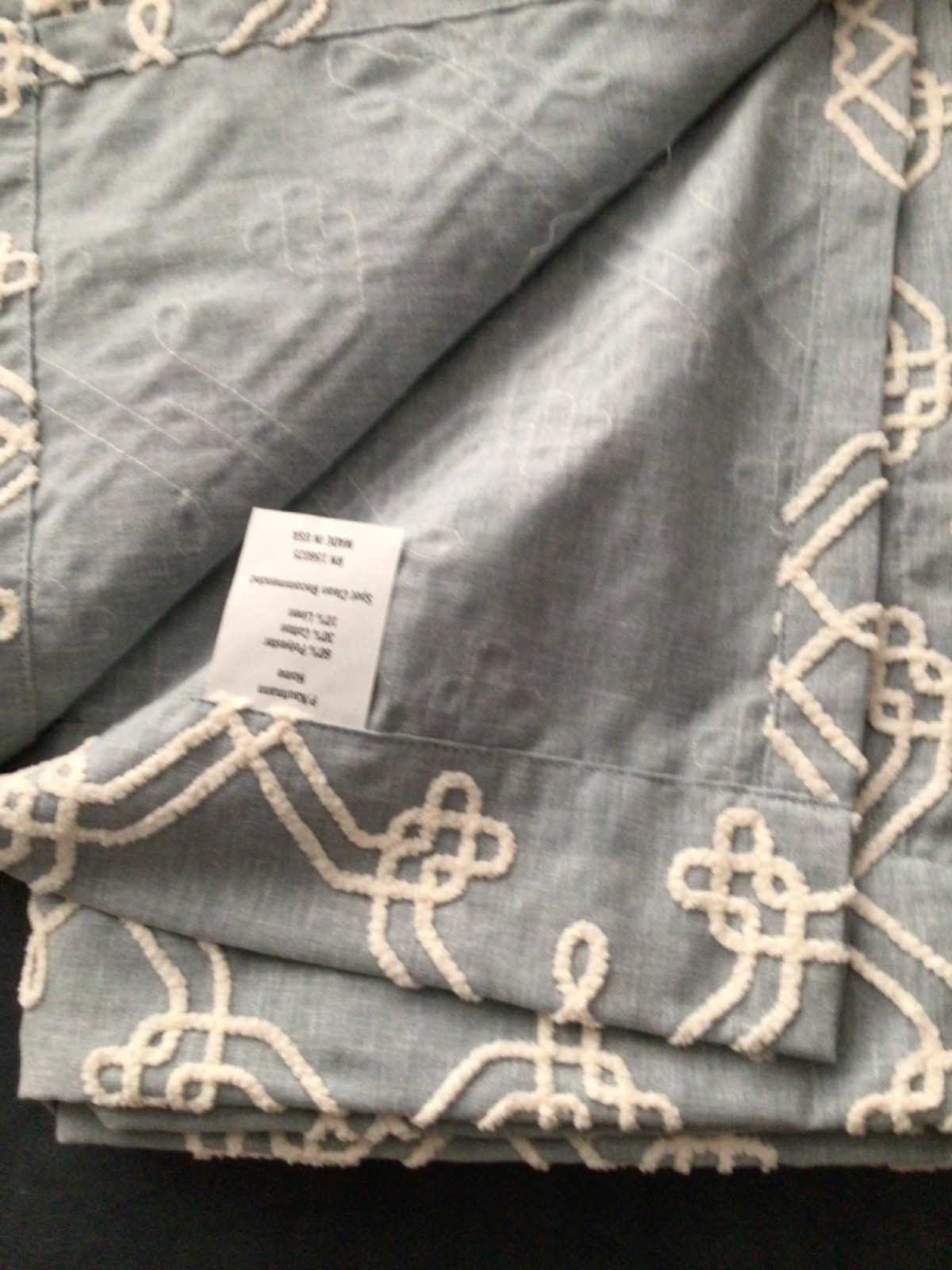 P/KAUFMAN window Curtain Panels 50 x 96 Dynasty Embroidered Chambray Geometric