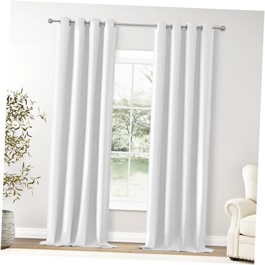 100% Blackout Solid Curtains 120 Inches 52″W x 120″L (Pack of 2) Pure White