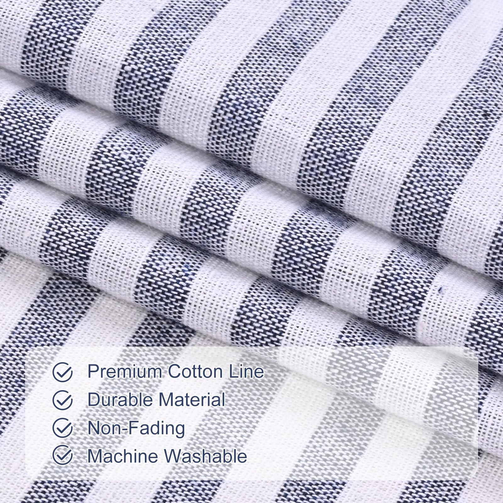ASPMIZ Cotton Linen Farmhouse Kitchen Curtains, Blue Striped Tier Curtain 36 …